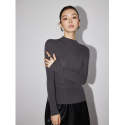 Basic House/百家好半高領羊毛打底衫上衣女早秋配大衣內搭針織衫