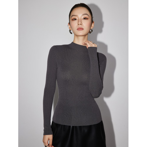 Basic House/百家好半高領羊毛打底衫上衣女早秋配大衣內搭針織衫