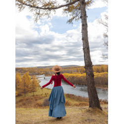 理想三旬女裝秋裝復古酒紅色顯瘦氣質長袖一字肩打底衫針織衫上衣