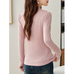 新中式國風盤釦內搭上衣女秋冬2025新款長袖加絨保暖蕾絲打底小衫