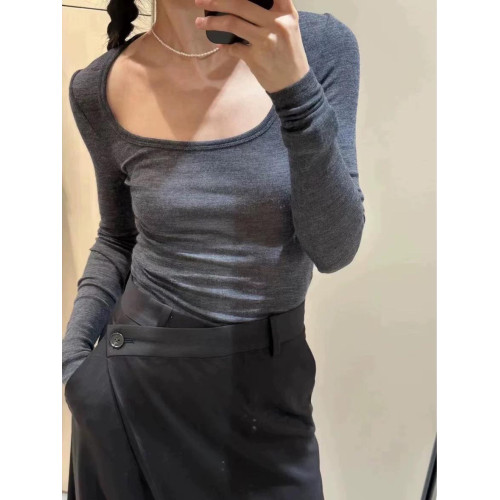 真兩件！純元cs大U領美麗奴羊毛修身版型打底衫上衣