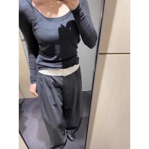 真兩件！純元cs大U領美麗奴羊毛修身版型打底衫上衣