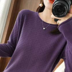 100%純棉線針織衫女薄款毛衣鏤空外穿圓領寬松春季新款百搭打底衫