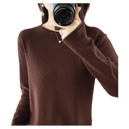 100%純棉線針織衫女薄款毛衣鏤空外穿圓領寬松春季新款百搭打底衫