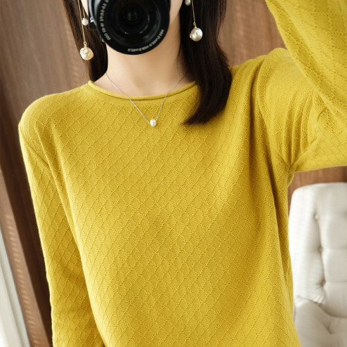 100%純棉線針織衫女薄款毛衣鏤空外穿圓領寬松春季新款百搭打底衫