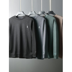 圓領加絨衛衣加厚保暖長袖打底衫秋冬季加絨休閒簡約套頭男裝上衣