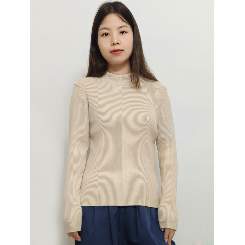 純棉線100%打底衫女半高領毛衣長袖修身內搭秋冬針織衫上衣新款