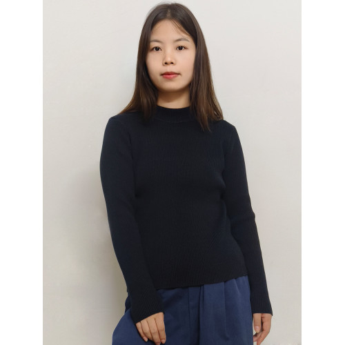 純棉線100%打底衫女半高領毛衣長袖修身內搭秋冬針織衫上衣新款