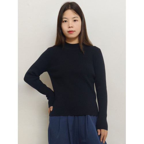 純棉線100%打底衫女半高領毛衣長袖修身內搭秋冬針織衫上衣新款