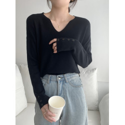 寬松慵懶V領打底衫女秋冬外穿2025新款松弛感胖mm針織毛衣不起球