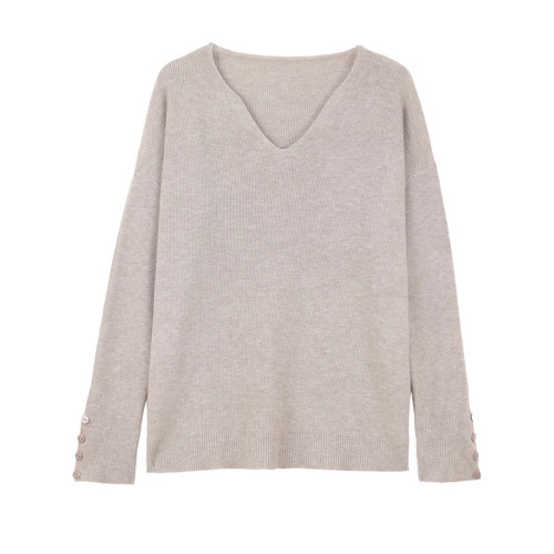 寬松慵懶V領打底衫女秋冬外穿2025新款松弛感胖mm針織毛衣不起球