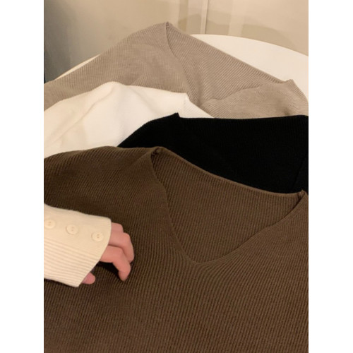 寬松慵懶V領打底衫女秋冬外穿2025新款松弛感胖mm針織毛衣不起球