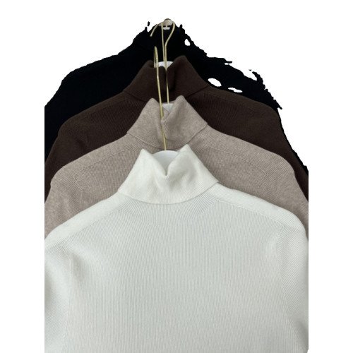 無縫一體柔軟細膩羊毛羊絨高領竪條紋百搭長袖針織打底衫  毛衣女