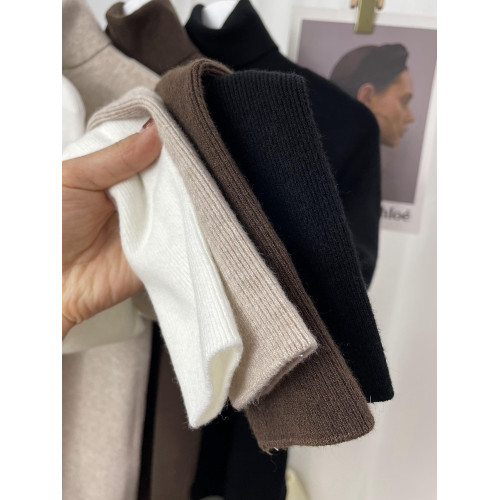 無縫一體柔軟細膩羊毛羊絨高領竪條紋百搭長袖針織打底衫  毛衣女