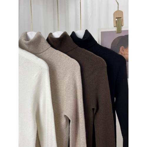 無縫一體柔軟細膩羊毛羊絨高領竪條紋百搭長袖針織打底衫  毛衣女