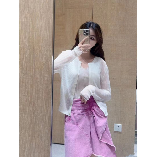 IRO PECNS亮絲細閃開衫打底衫長袖小V領白色法式輕奢24初秋新款女