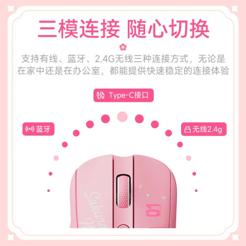 AKKO櫻花未來聯名三模無線藍牙有線連接遊戯滑鼠PAW3950女生辦公