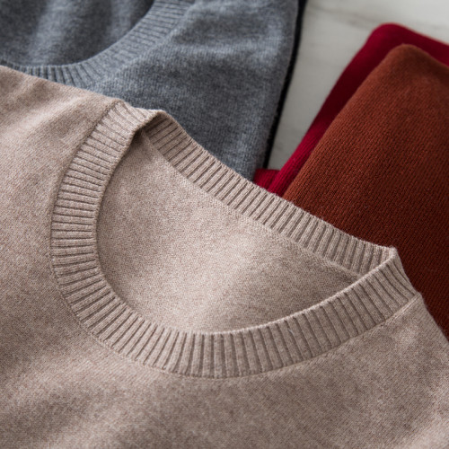 100%綿羊毛！純色圓領長袖羊毛針織衫女套頭羊絨衫秋冬內搭打底衫