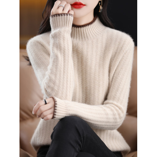半高領套頭加厚保暖羊絨毛衣女秋冬新款長袖慵懶羊毛針織打底衫潮