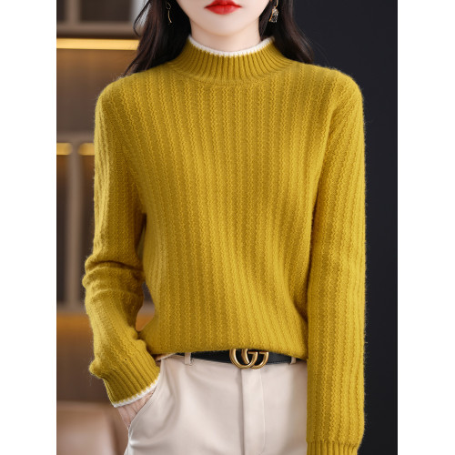 半高領套頭加厚保暖羊絨毛衣女秋冬新款長袖慵懶羊毛針織打底衫潮