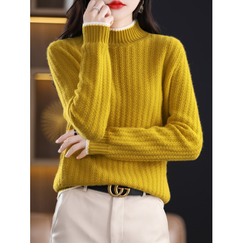 半高領套頭加厚保暖羊絨毛衣女秋冬新款長袖慵懶羊毛針織打底衫潮