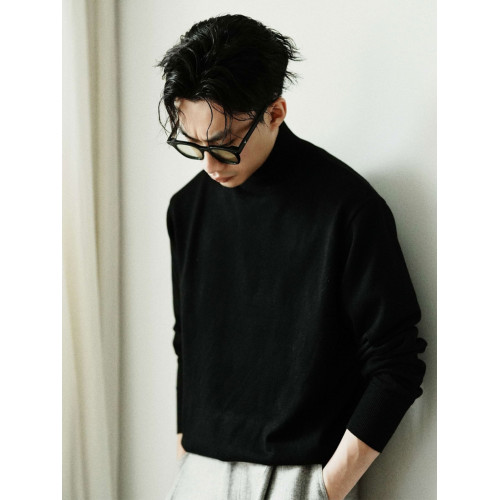 SAME FLOW 純色高領套頭長袖針織打底衫男2024春款內搭（3色）