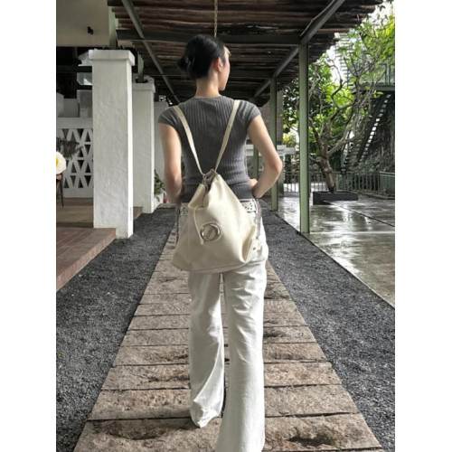 灰色圓領針織短袖上衣女夏季修身美式復古慵懶風設計感內搭打底衫