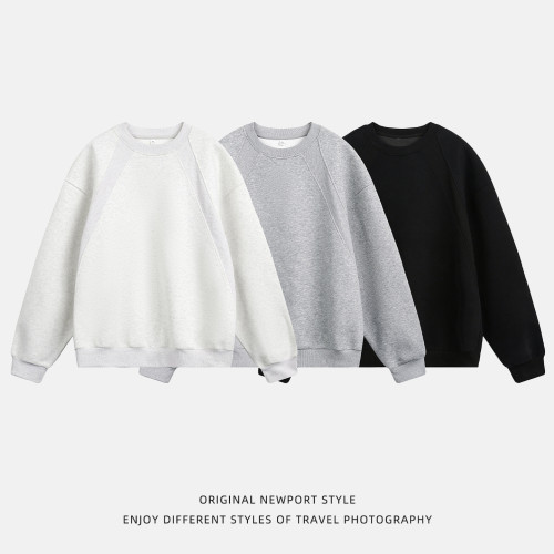 九尾男裝美式潮牌圓領衛衣春秋款Boxy寬松休閒上衣套頭打底衫外套