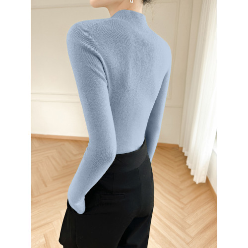 2025年春秋新款 精紡羊毛衫女100純羊毛半高領修身薄款打底衫毛衣