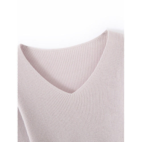 精紡V領羊毛衫女100純羊毛修身薄款 2025年春秋季新款打底衫毛衣