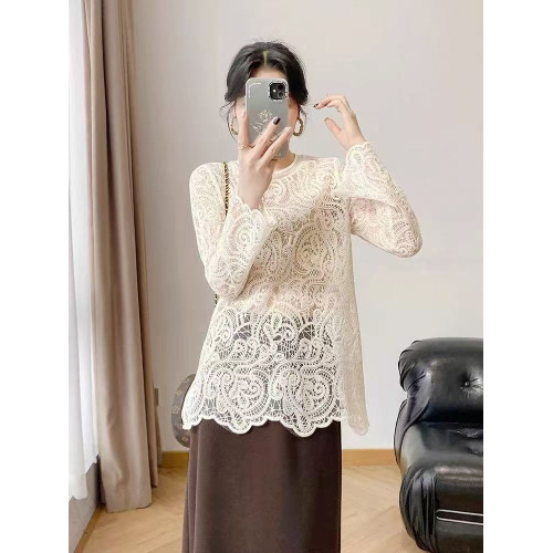 夏季蕾絲鏤空針織衫女寬松顯瘦內搭打底衫上衣氣質百搭洋氣小衫薄