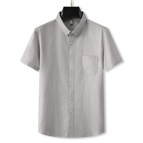 加大碼休閒半袖襯衣男夏季薄款純棉打底衫胖子寬松牛津紡短袖襯衫