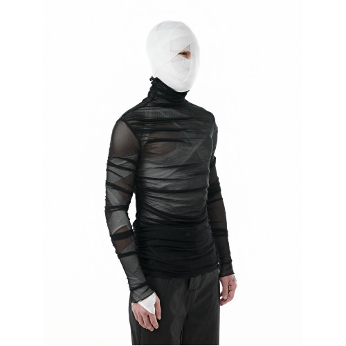 SCD crowd 2025春夏 暗黑透視修身肌肉緊身透明長袖西裝打底衫男