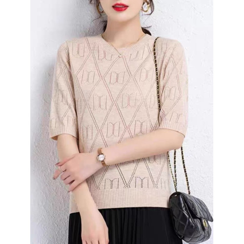 夏裝薄款內搭圓領純色棉線針織衫女韓版寬松短款短袖打底衫上衣薄