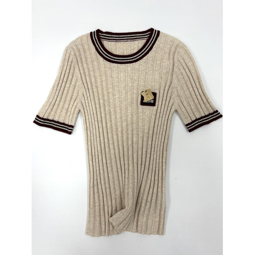 100%羊毛原單高級訂單款夏女裝超柔軟細膩貼身打底衫毛衣短袖套頭