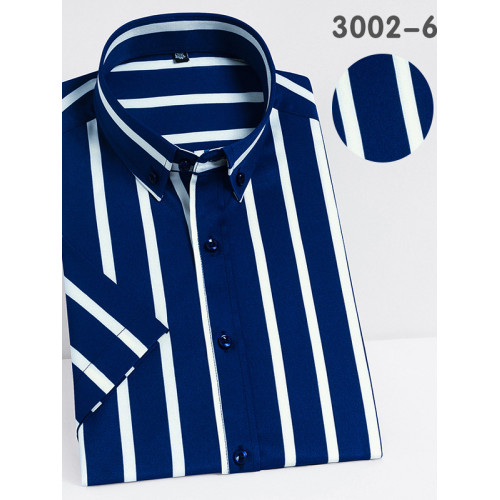 夏季潮牌彈力短袖襯衫男細條紋商務休閒襯衣男免燙抗皺釦領打底衫