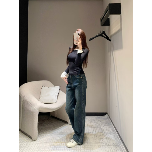 南油時裝 2025夏季新款假兩件薄款長袖針織衫圓領修身打底衫上衣