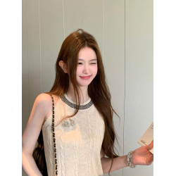 2025夏季新款韓版時尚百搭圓領無袖針織背心女修身顯瘦打底衫上衣