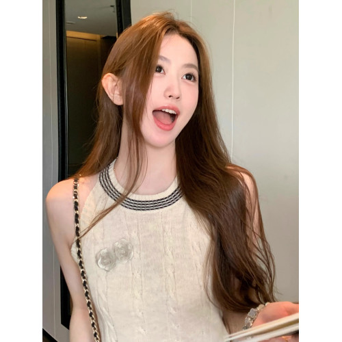 2025夏季新款韓版時尚百搭圓領無袖針織背心女修身顯瘦打底衫上衣