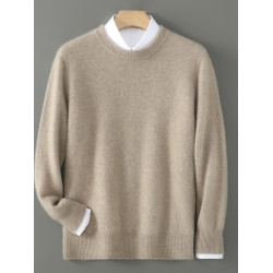 秋冬加厚100%純羊毛衫男士圓領毛衣男士羊絨衫寬松大碼針織打底衫