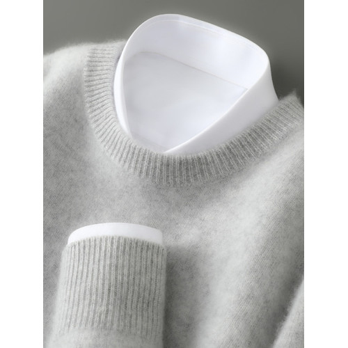 秋冬加厚100%純羊毛衫男士圓領毛衣男士羊絨衫寬松大碼針織打底衫