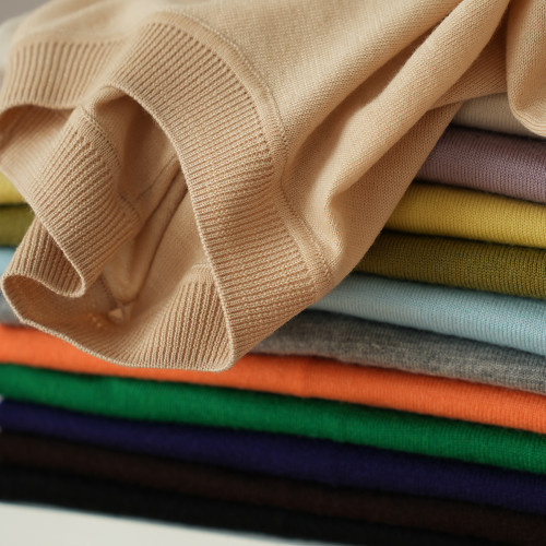 85714 福利特 女士全羊毛針織衫 圓領五分袖打底衫 中袖T 秋款