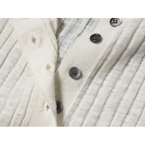 好乖的！酥酥襍花感太溫柔~法國牌亨利領棉麻坑條打底衫27