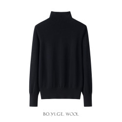 博依格2025秋冬新款100%綿羊毛針織女士高領毛衣打底衫百搭氣質