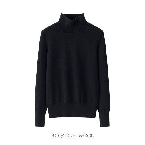 博依格2025秋冬新款100%綿羊毛針織女士高領毛衣打底衫百搭氣質