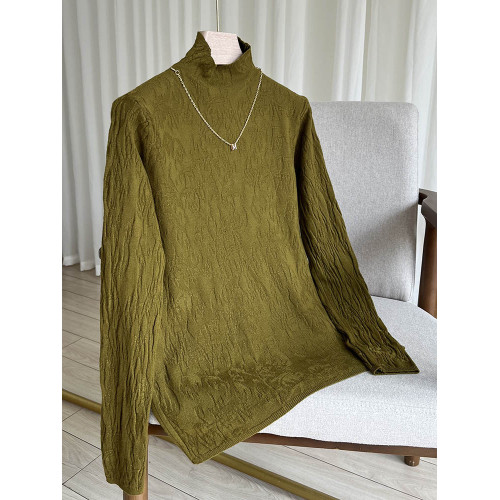 半高領女士毛針織衫女春秋新款洋氣減齡媽媽上衣毛衣打底衫鏈條春