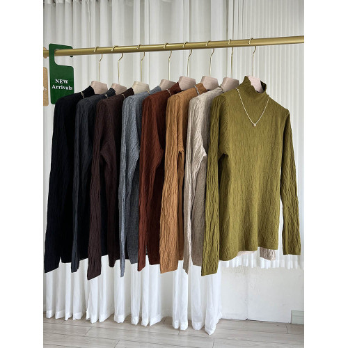 半高領女士毛針織衫女春秋新款洋氣減齡媽媽上衣毛衣打底衫鏈條春