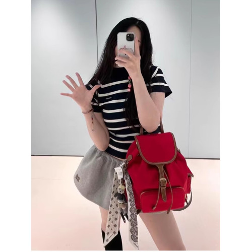 25SS早秋新款上新 藏藍白條紋立領針織短袖 修身顯瘦上衣打底衫