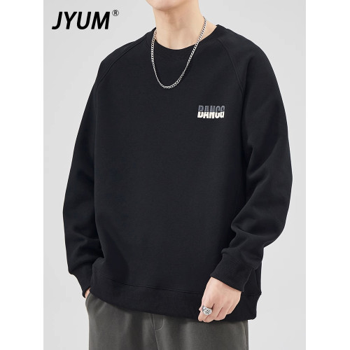 JYUM圓領衛衣男士2025春秋季新款潮牌寬松休閒套頭內搭上衣打底衫