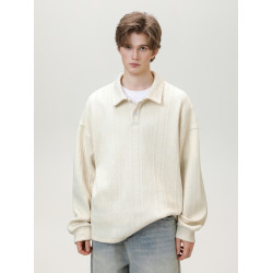 STA官方店2025新款秋季提花翻領長袖衛衣男女百搭打底衫情侶上衣